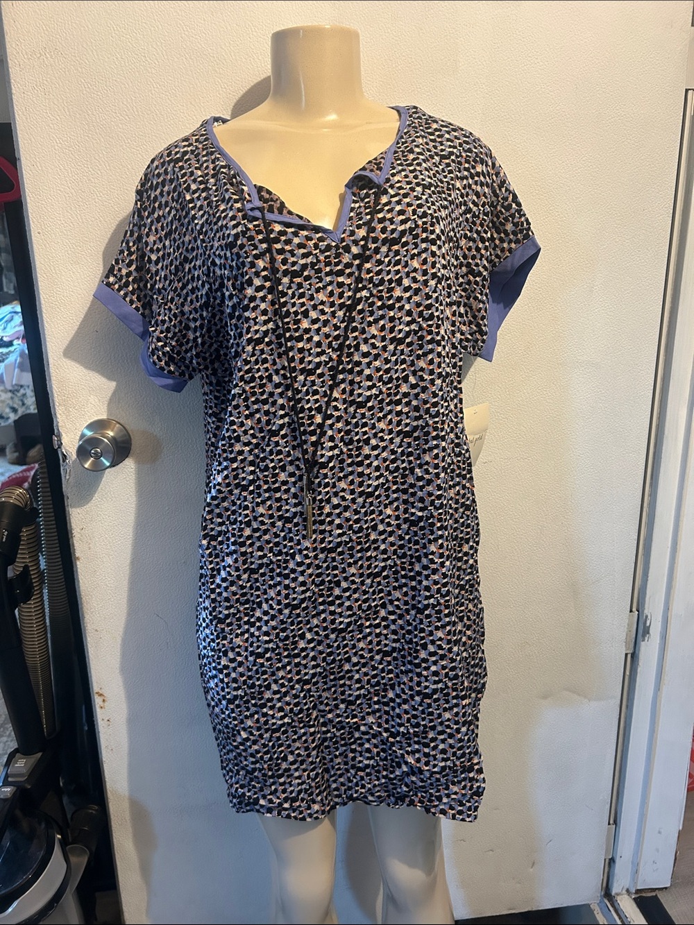 Tribal Lavender and Black Printed Mini Shift Dress